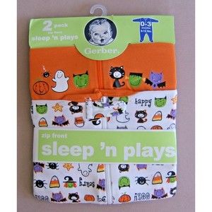 Gerber Sleep N' Play 2 Pack Set Bodysuit Romper 0 to 3 Months